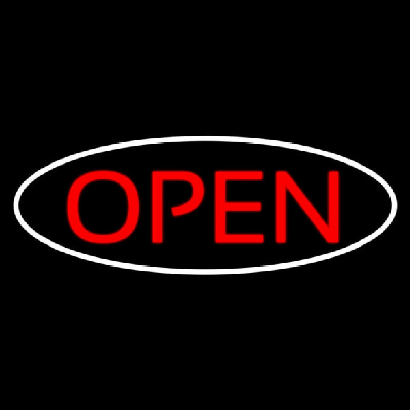 Open Oval White Red Neon Skilt