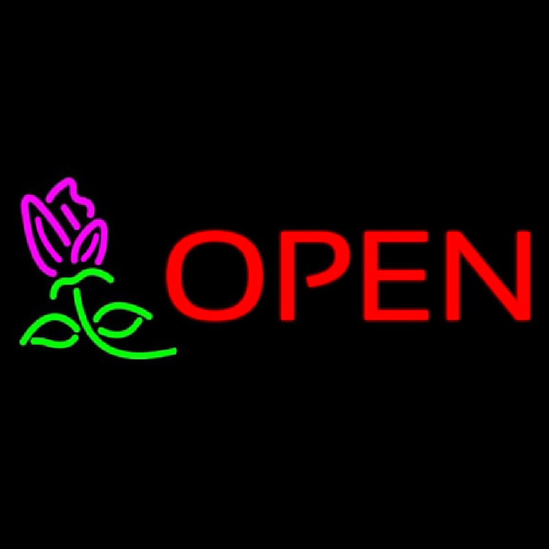 Open Rose Neon Skilt