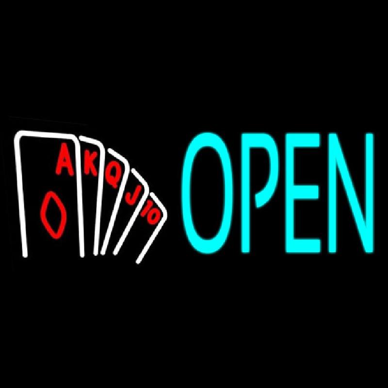 Open Royal Flush Poker Neon Skilt