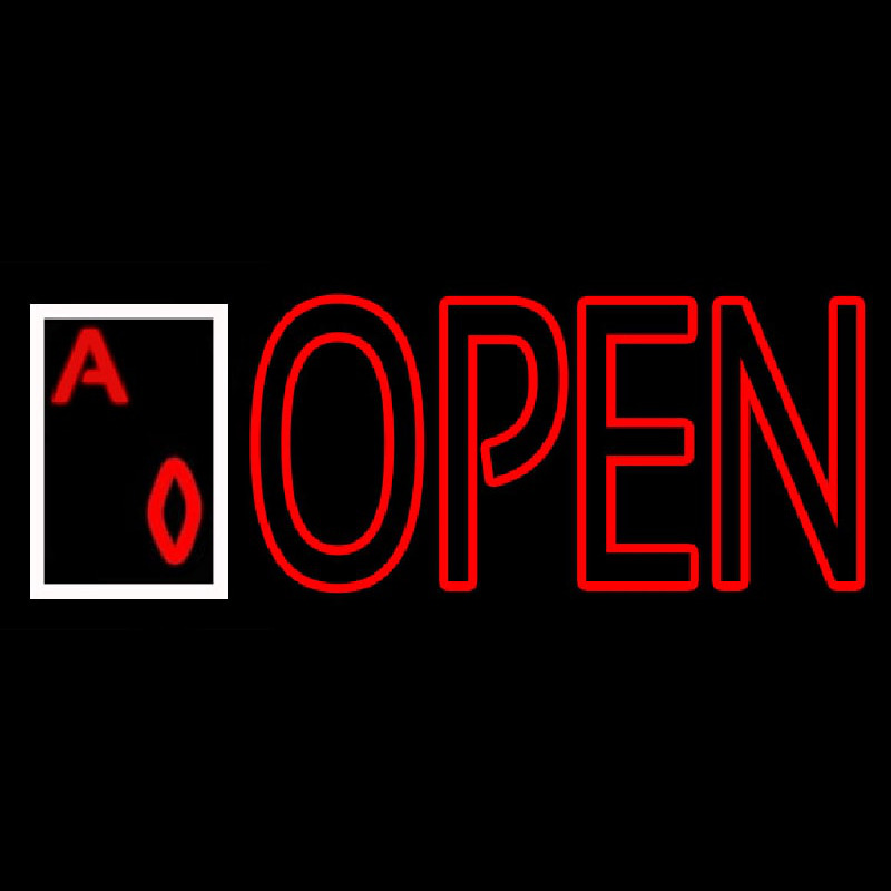 Open Royal Flush Poker Neon Skilt