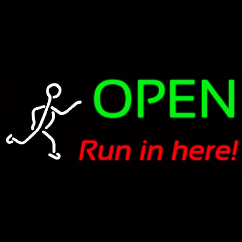 Open Run Ln Herei Neon Skilt