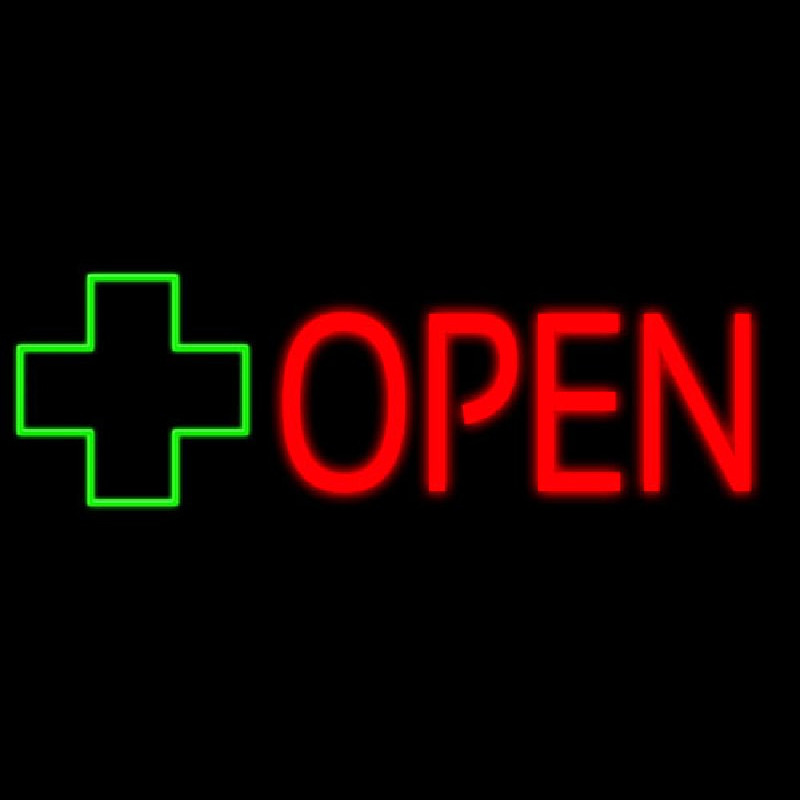 Open With Cross Logo Neon Skilt