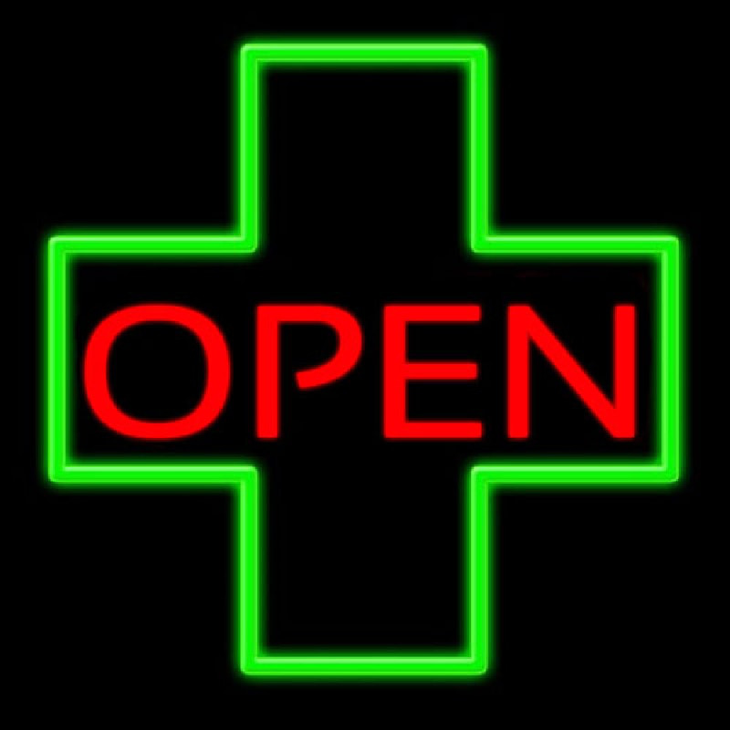 Open With Cross Logo Neon Skilt