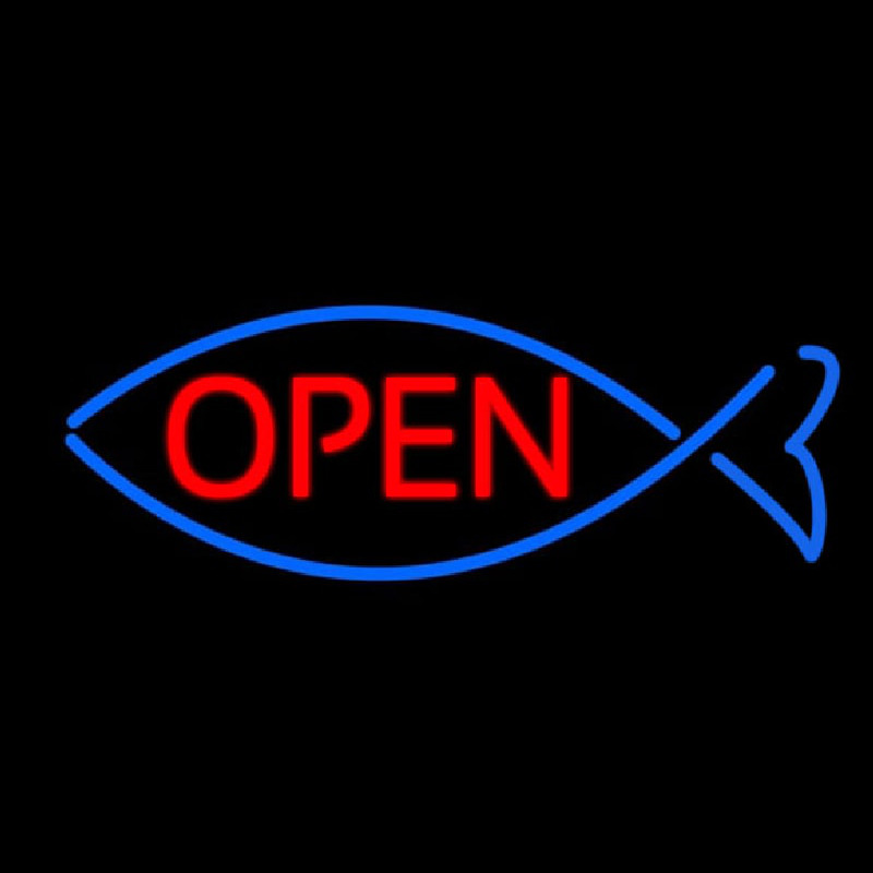 Open With Fish Neon Skilt