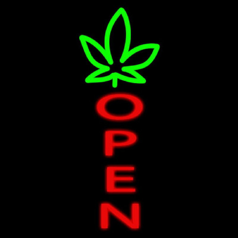 Open With Leaf Logo Neon Skilt