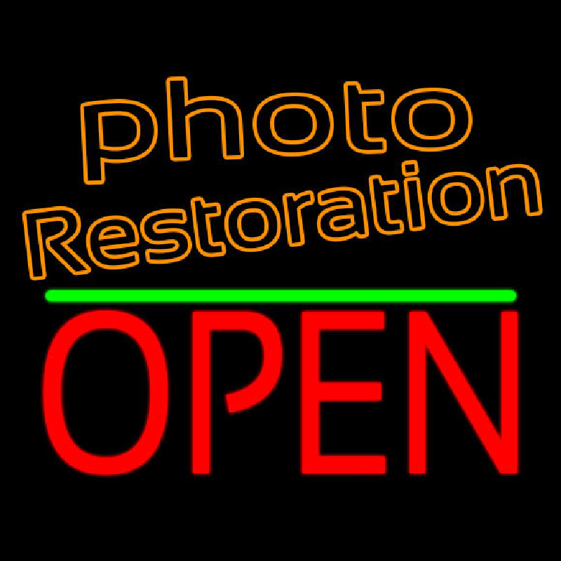 Orange Photo Restoration With Open 1 Neon Skilt