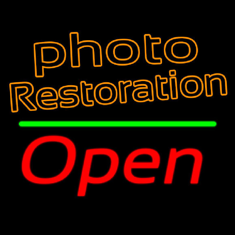 Orange Photo Restoration With Open 2 Neon Skilt