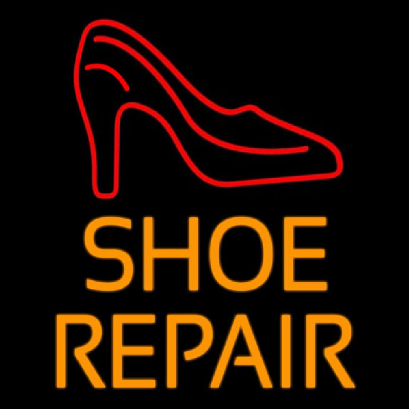 Orange Shoe Repair With Sandal Neon Skilt