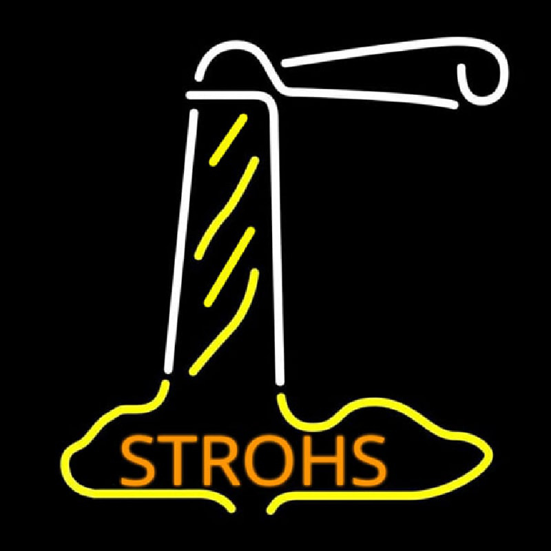 Orange Strohs Lighthouse Beer Sign Neon Skilt