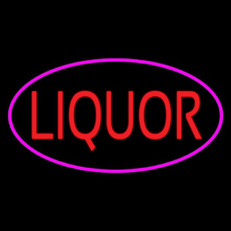 Oval Red Liquor Pink Border Neon Skilt