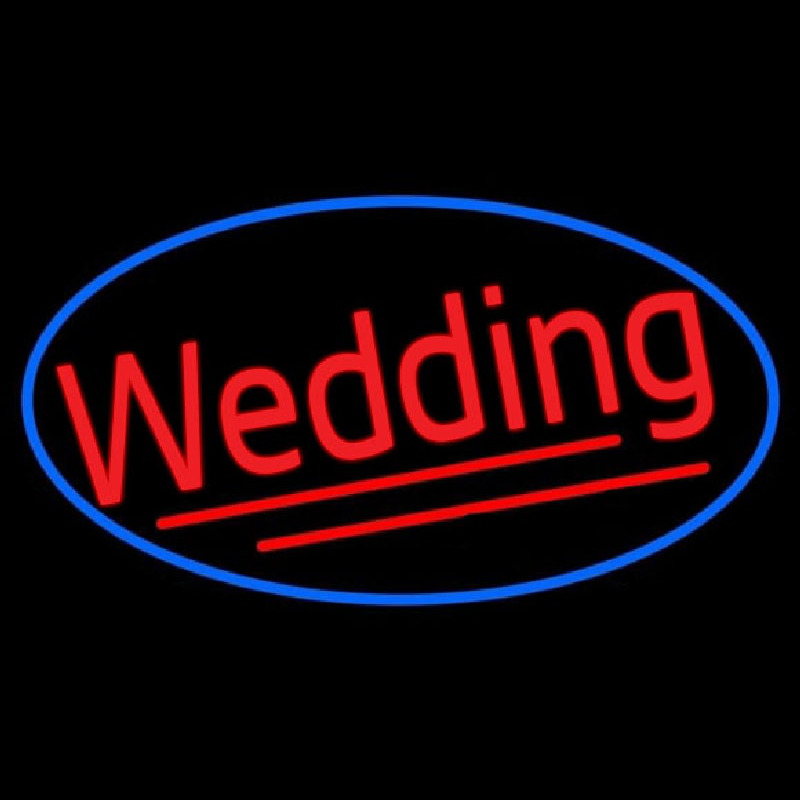 Oval Red Wedding Neon Skilt