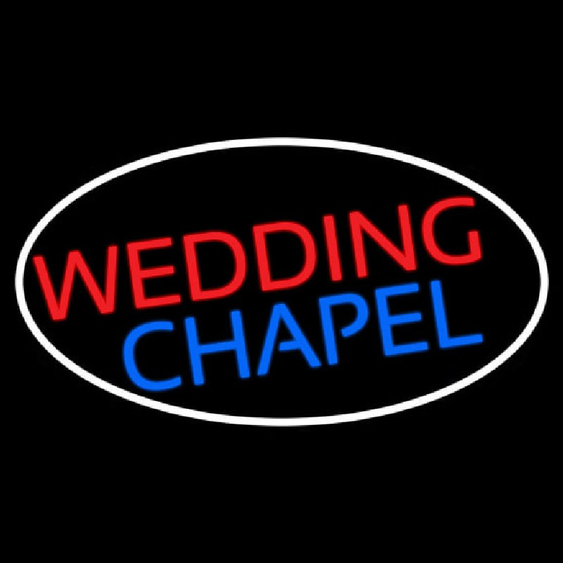 Oval Wedding Chapel Block Neon Skilt