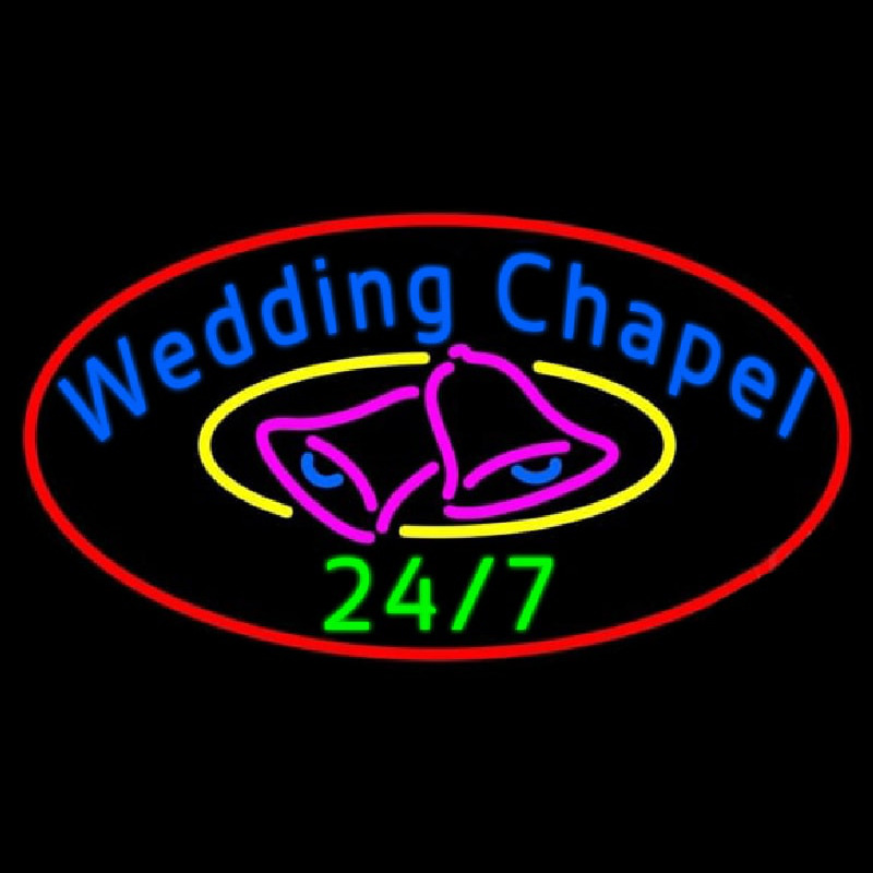 Oval Wedding Chapel With Bell Neon Skilt