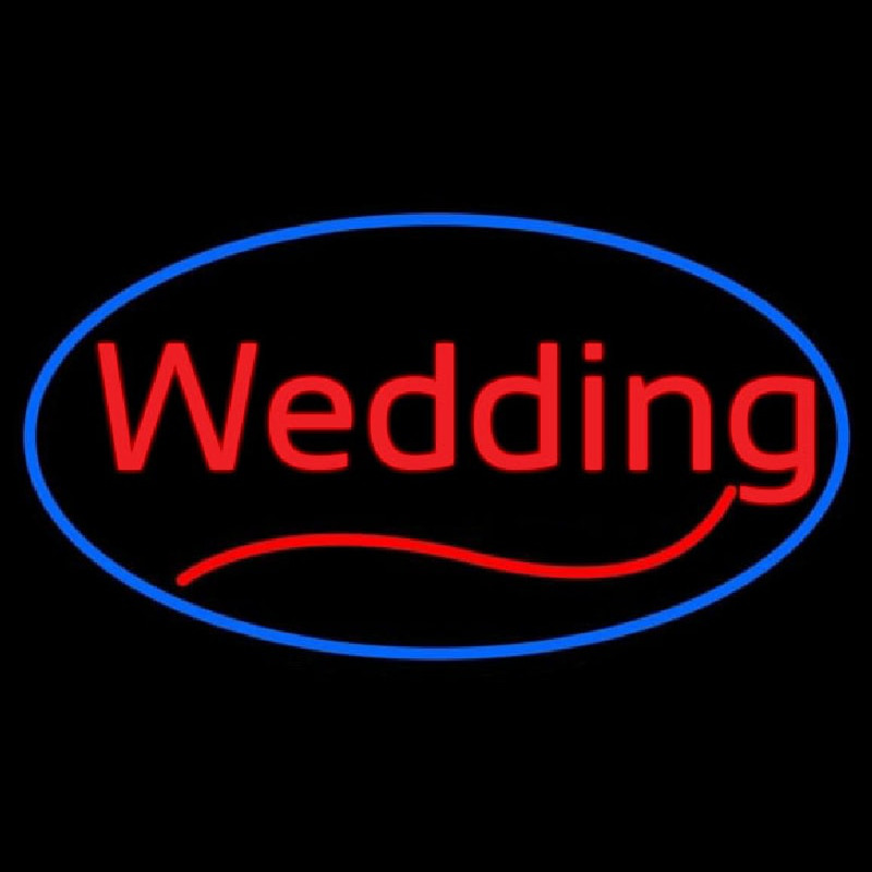 Oval Wedding Cursive Neon Skilt