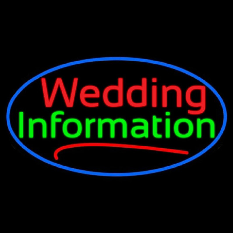 Oval Wedding Information Neon Skilt