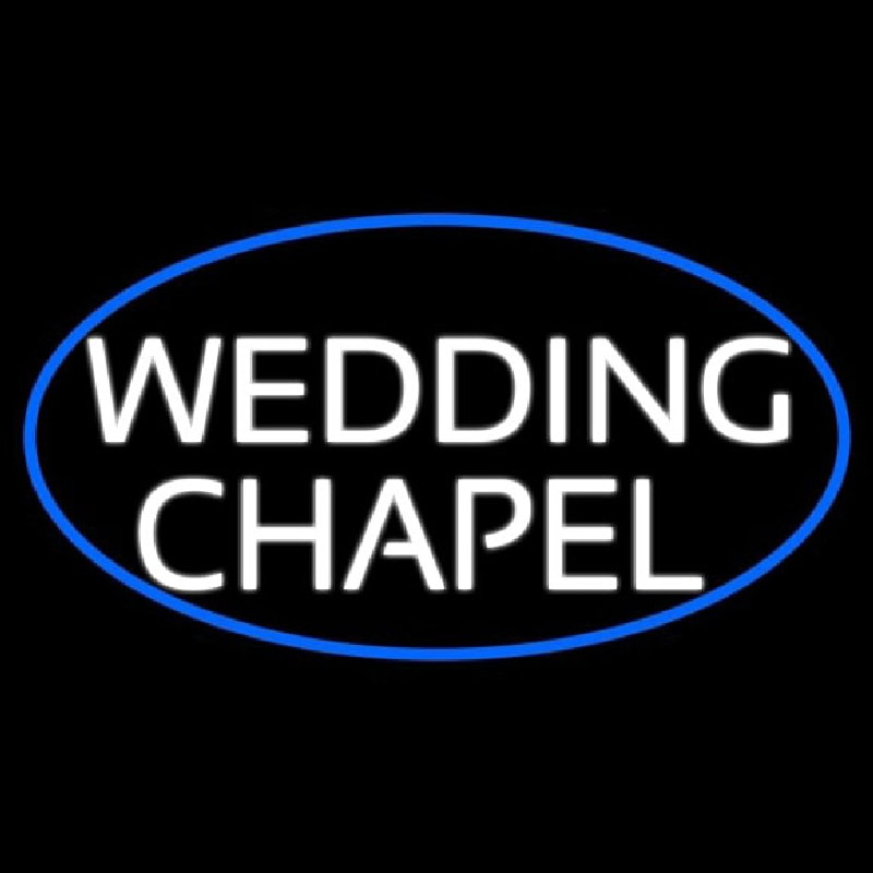 Oval White Wedding Chapel Neon Skilt