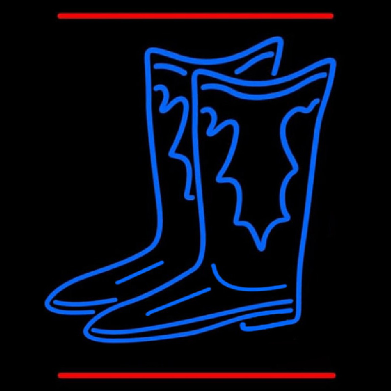 Pair Of Boots Logo With Line Neon Skilt