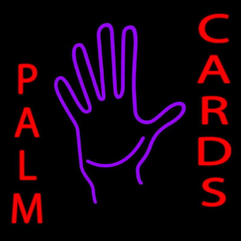 Palm Card Hands Neon Skilt