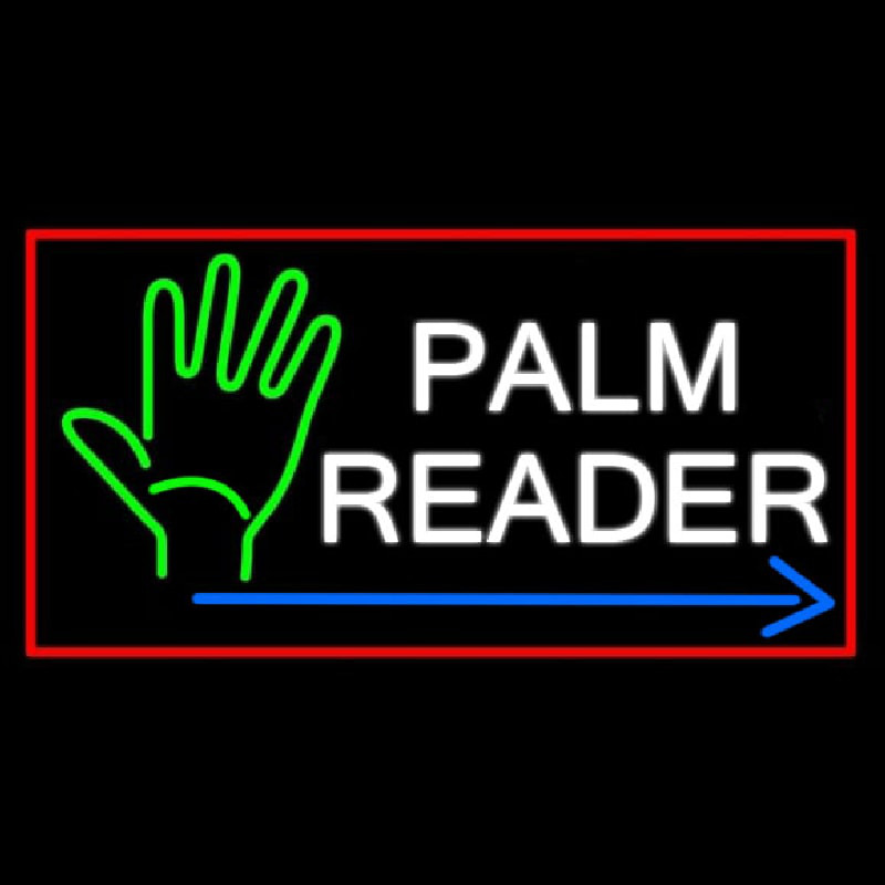 Palm Reader Arrow Red Border Neon Skilt