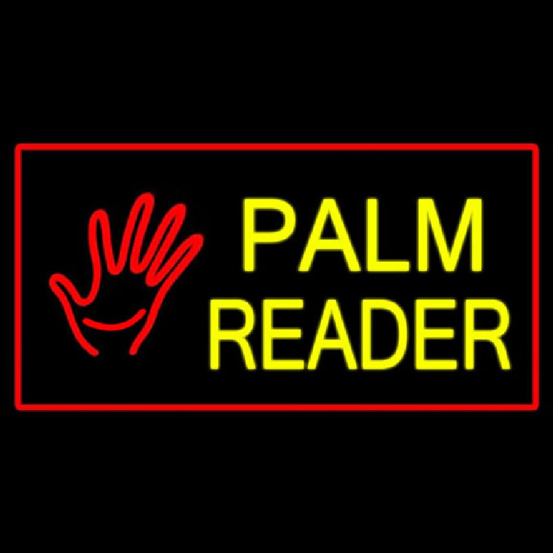 Palm Reader Logo Red Rectangle Neon Skilt