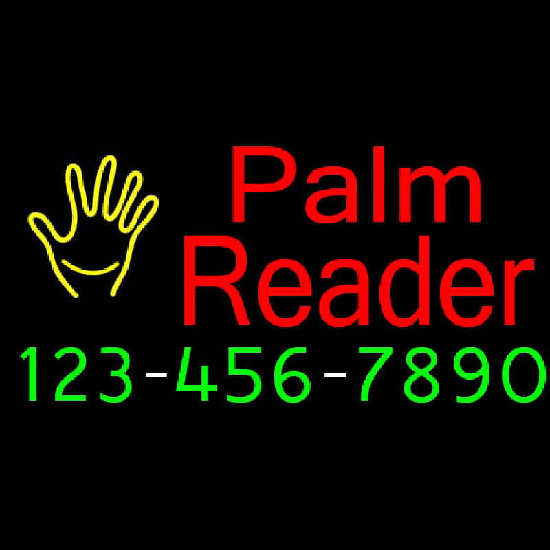 Palm Reader With Phone Number Neon Skilt