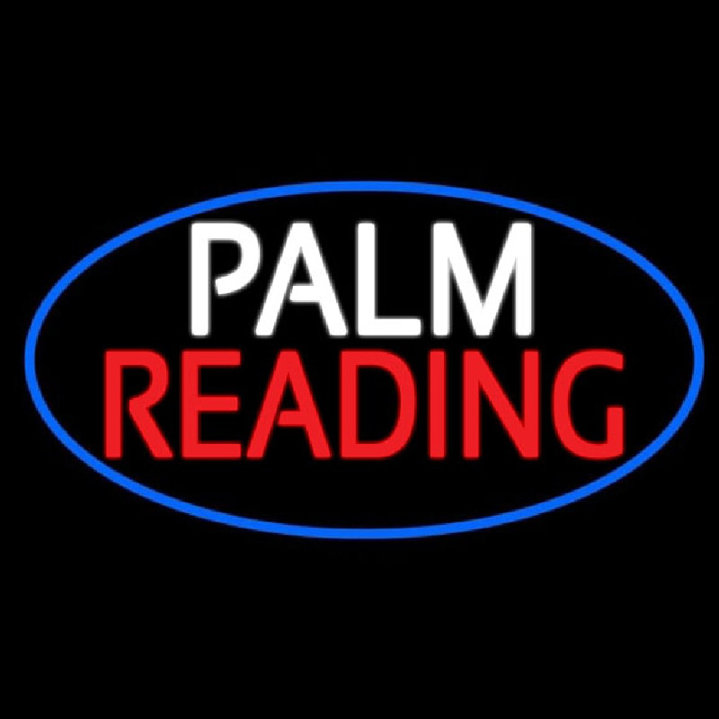 Palm Reading Blue Border Neon Skilt