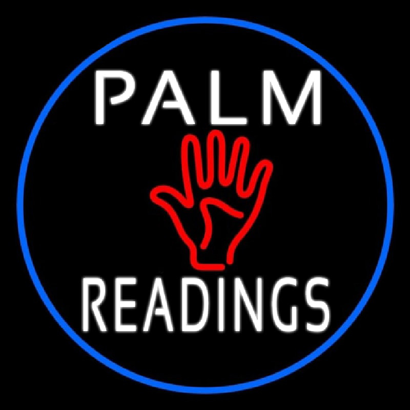 Palm Readings With Palm Blue Border Neon Skilt