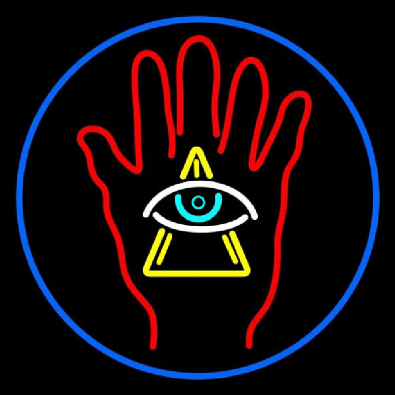 Palm With Eye Pyramid Neon Skilt