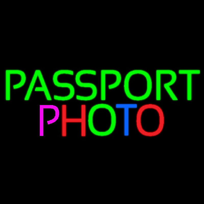 Passport Multi Color Photo Neon Skilt