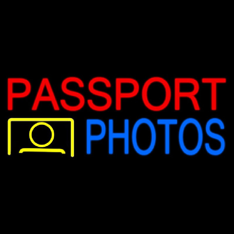 Passport Photos Block Logo Neon Skilt