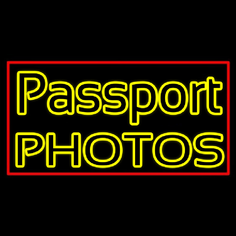 Passport Photos Block Neon Skilt