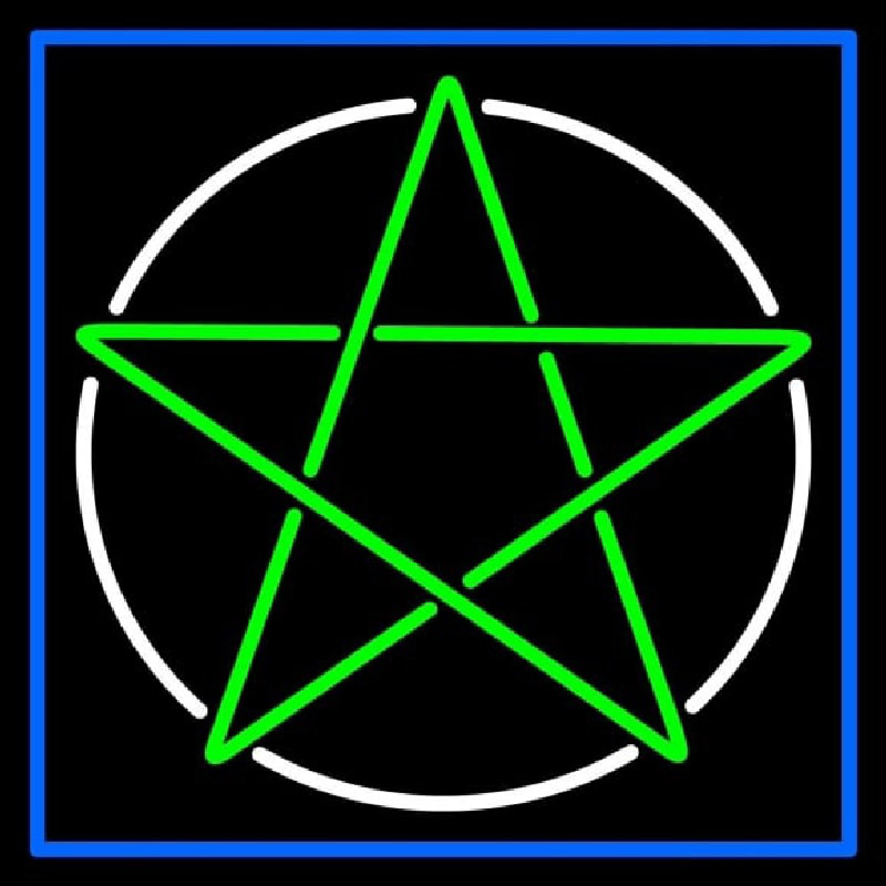 Pentacle With Border Neon Skilt