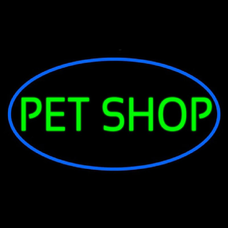 Pet Shop Oval Blue Neon Skilt