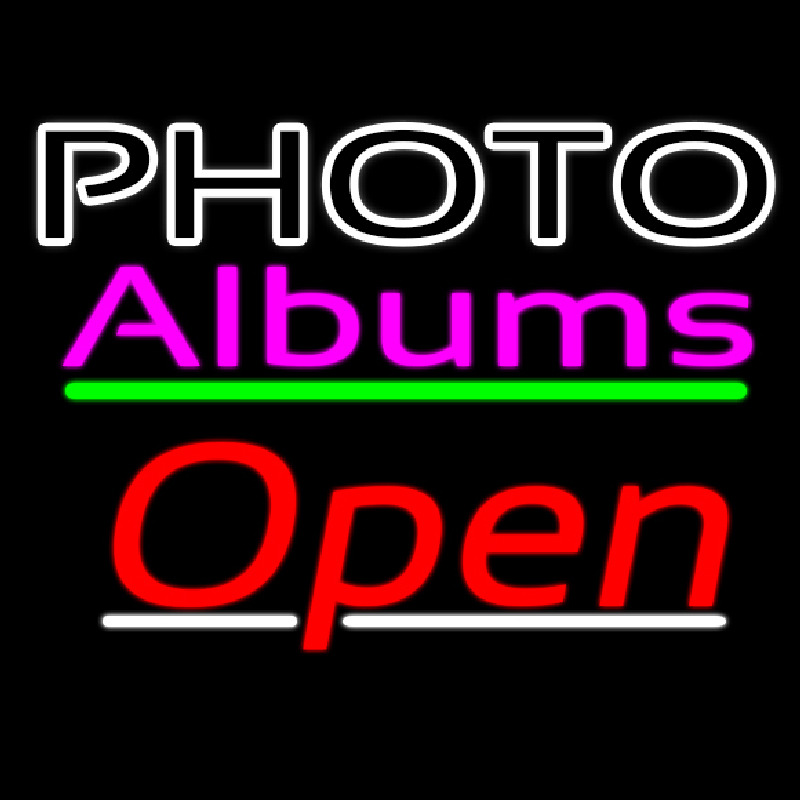 Photo Albums With Open 3 Neon Skilt