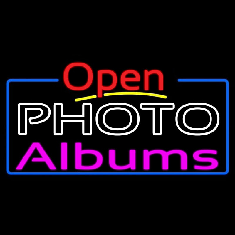 Photo Albums With Open 4 Neon Skilt