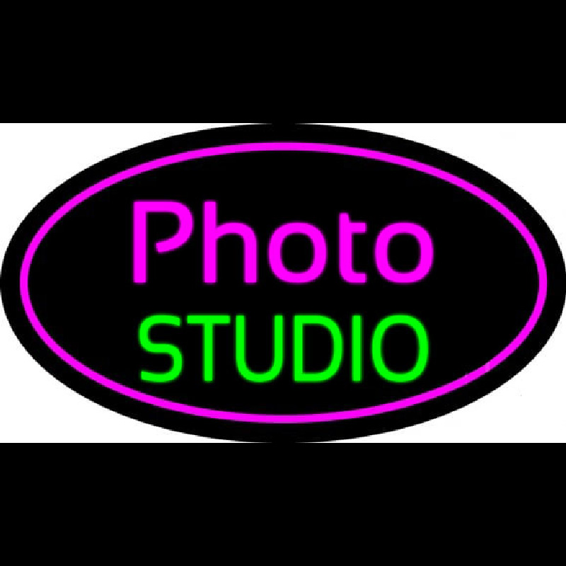 Photo Studio Purple Oval Neon Skilt