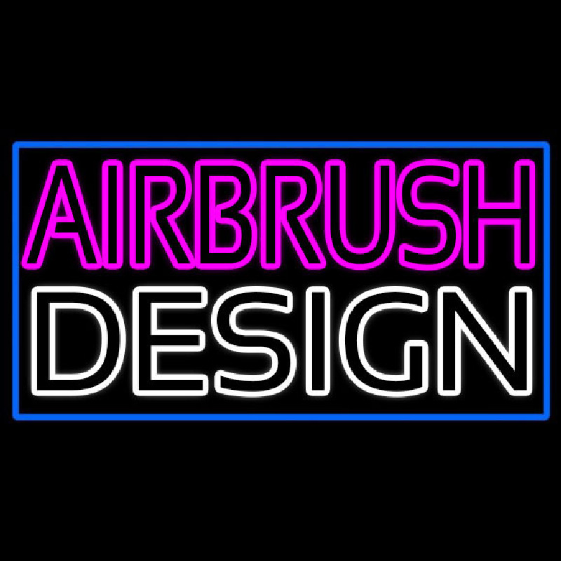 Pink Airbrush Design With Blue Border Neon Skilt