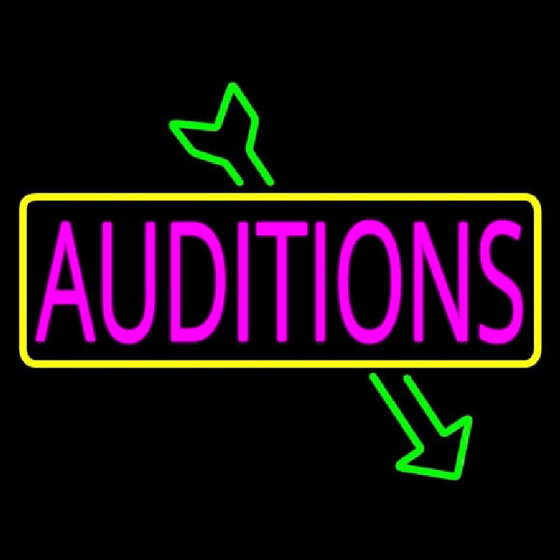 Pink Auditions Green Arrow Neon Skilt