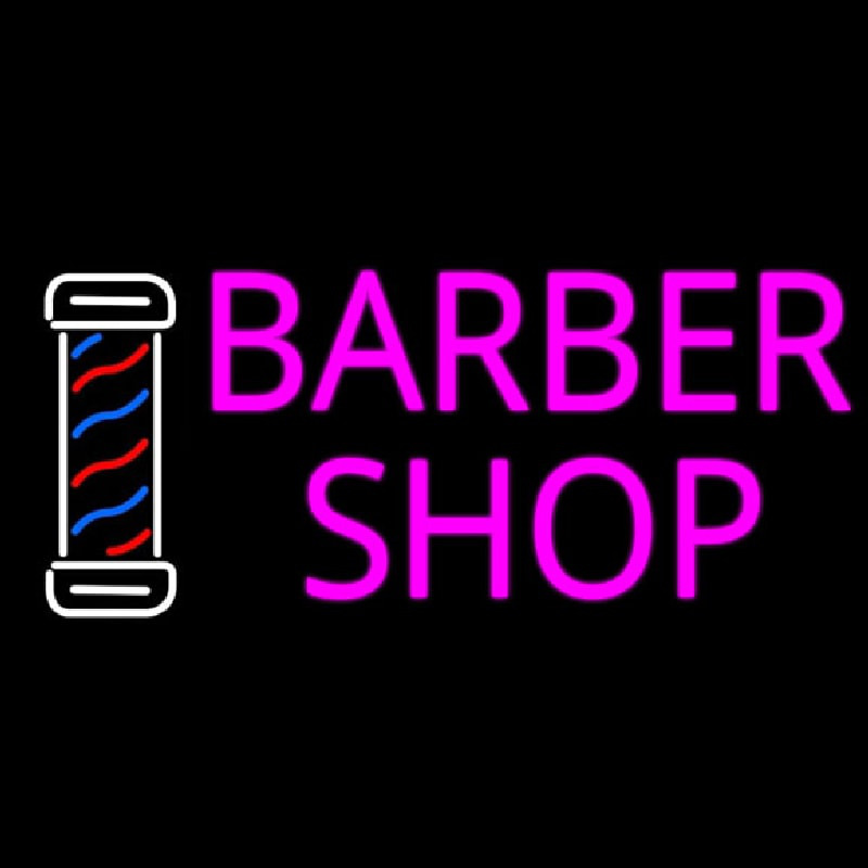 Pink Barber Shop With Logo Neon Skilt