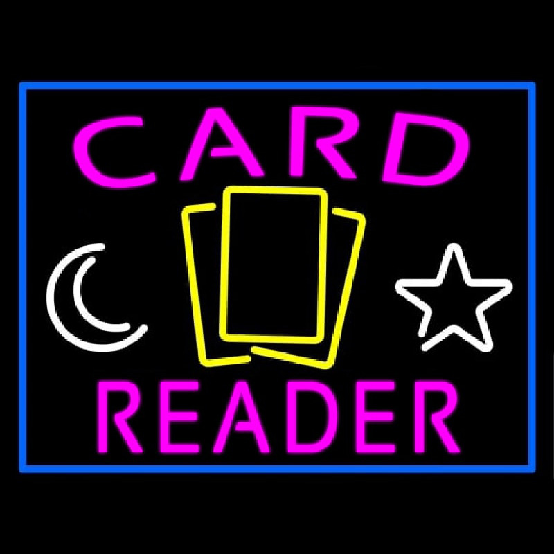 Pink Card Reader Blue Border Neon Skilt