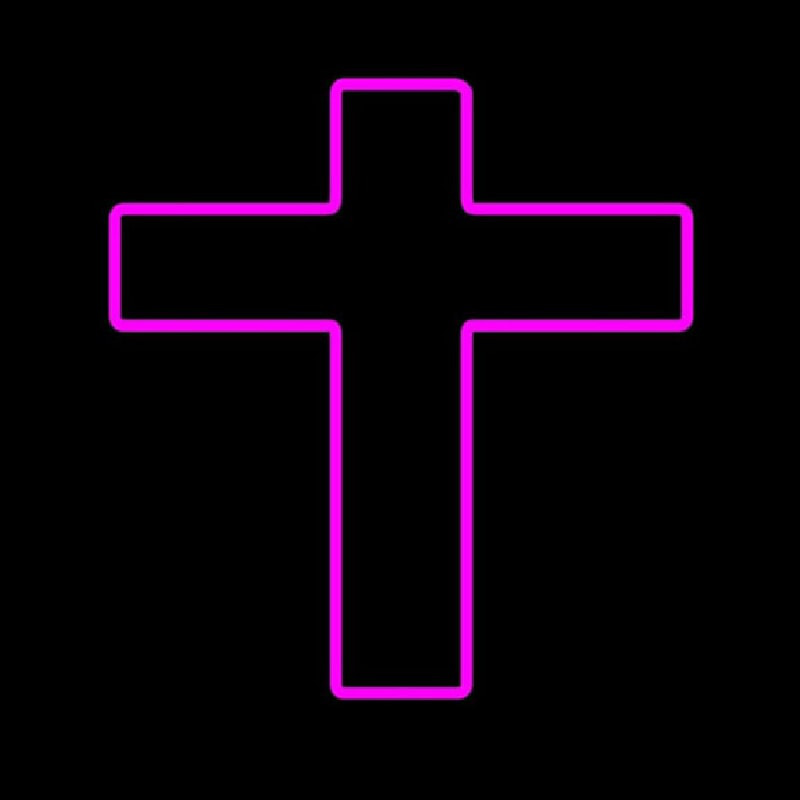 Pink Christian Cross Neon Skilt