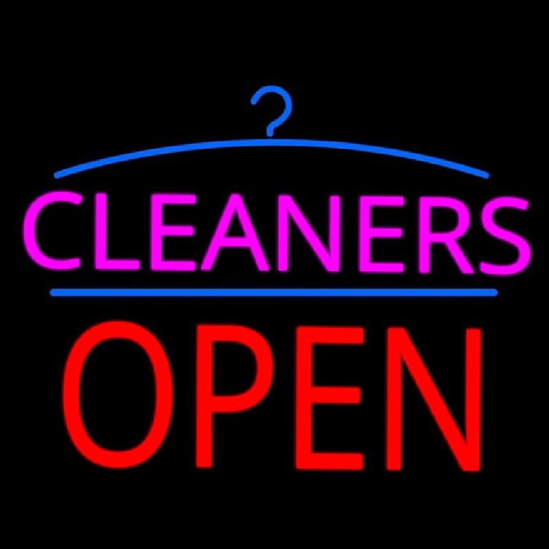 Pink Cleaners Block Red Open Logo Neon Skilt