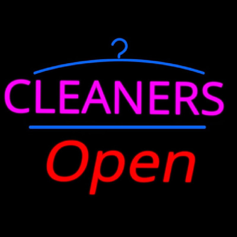 Pink Cleaners Logo Open Neon Skilt