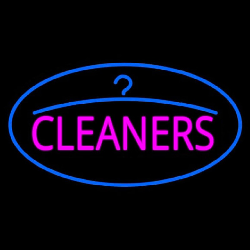 Pink Cleaners Oval Blue Logo Neon Skilt