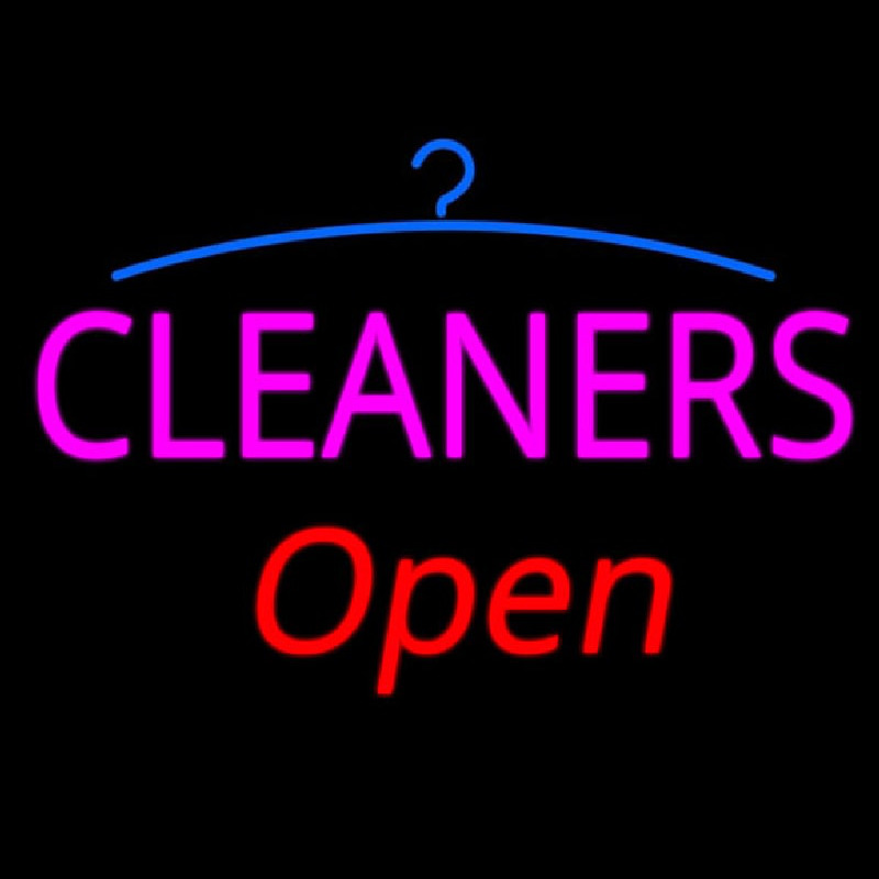 Pink Cleaners Red Open Logo Neon Skilt