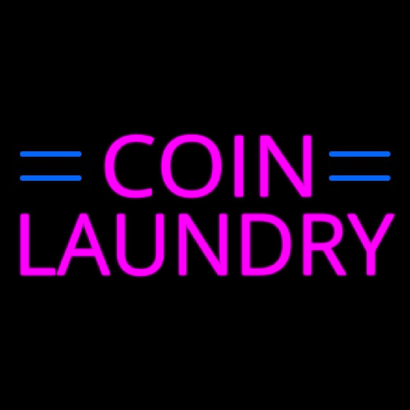 Pink Coin Laundry Blue Lines Neon Skilt