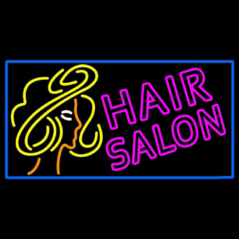 Pink Double Stroke Hair Salon With Girl Logo Neon Skilt