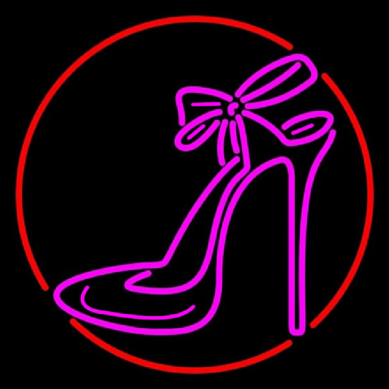 Pink High Heels With Ribbon Neon Skilt