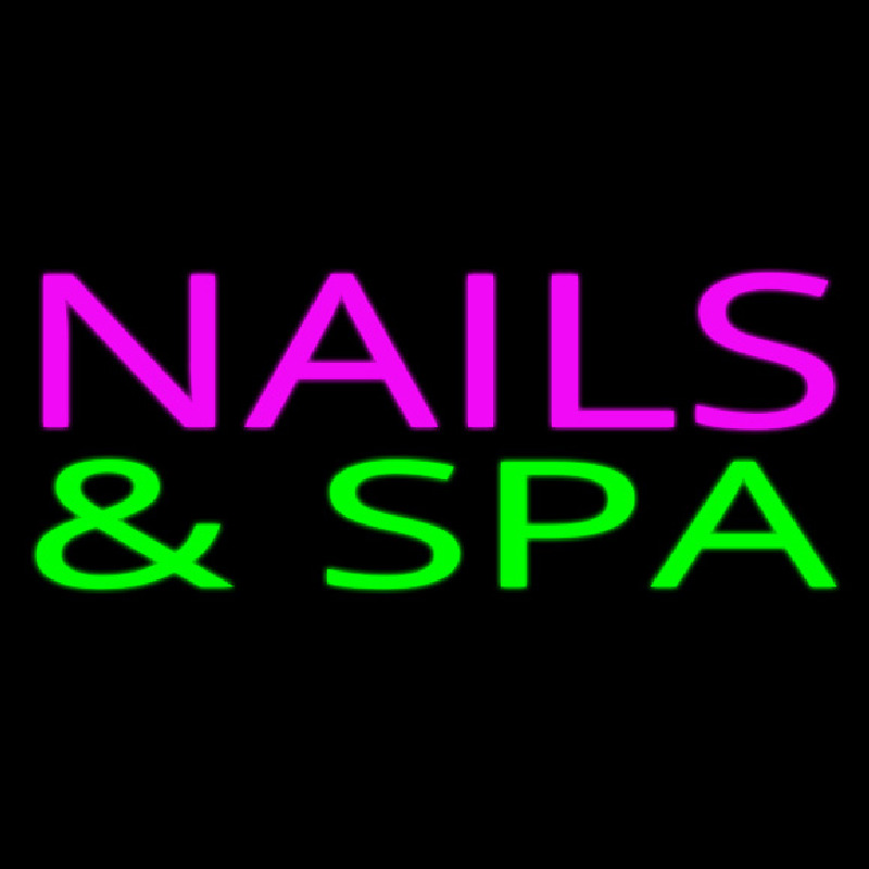 Pink Nails And Spa Green Neon Skilt