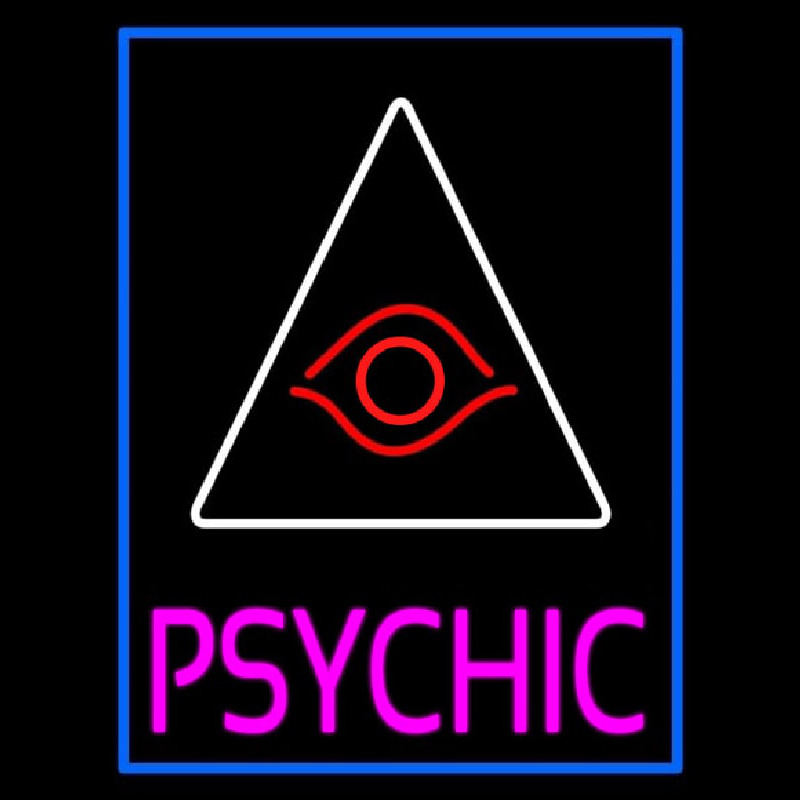 Pink Psychic With Blue Border Neon Skilt